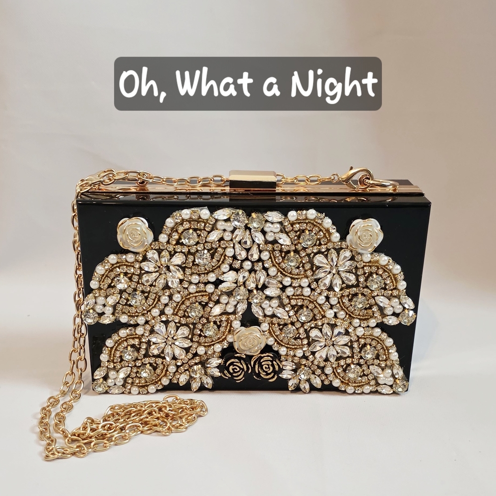 Handmade Black Acrylic Pearl Chaos Clutch -  Oh, What a Night!